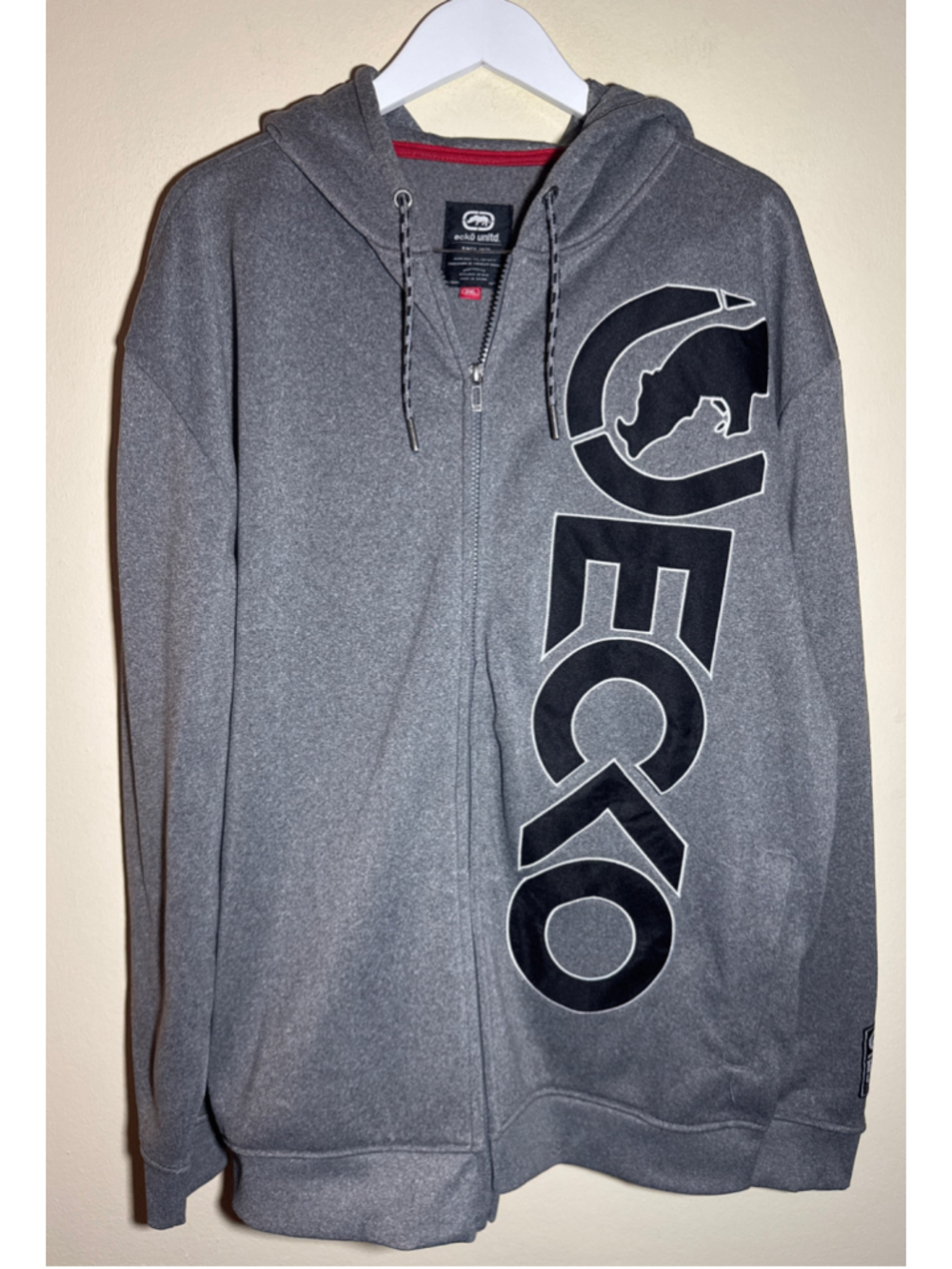 Ecko Unltd. Full Zip Hoodie Sweatshirt Grey Black Size XXL